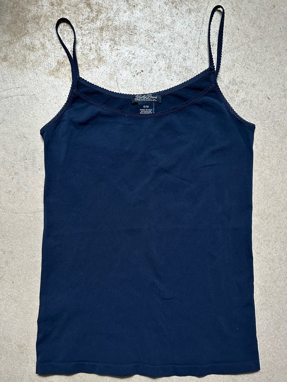 Lucky Brand Navy Stretch Cami Tank Top Spaghetti Strap Layering Women’s S/M USA